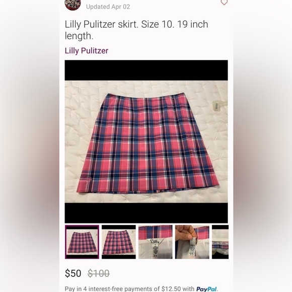 Vintage Lilly Pulitzer skirt. Pink Plaid fully lined. Size 8 - Picture 6 of 6